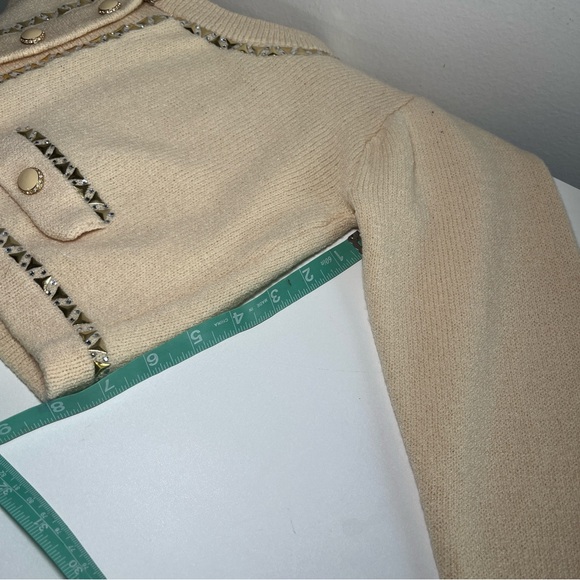 St. John gem studded cardigan sweater top - cropped Size 4 - Picture 8 of 11
